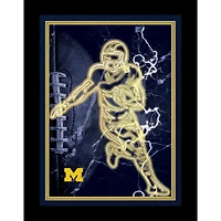 Black Michigan Wolverines 12'' x 16'' Framed Neon Player Print