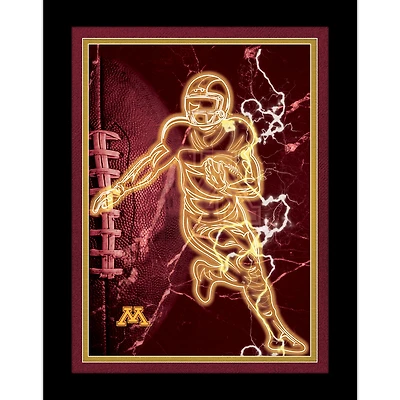 Black Minnesota Golden Gophers 12'' x 16'' Framed Neon Player Print