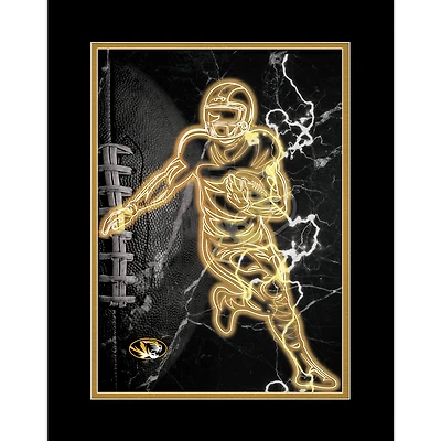 Black Missouri Tigers 12'' x 16'' Framed Neon Player Print
