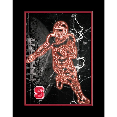 Black NC State Wolfpack 12'' x 16'' Framed Neon Player Print