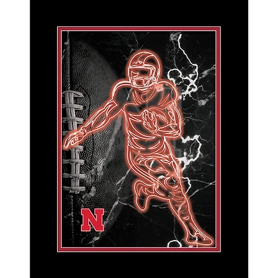 Black Nebraska Huskers 12'' x 16'' Framed Neon Player Print