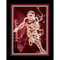 Black Oklahoma Sooners 12'' x 16'' Framed Neon Player Print