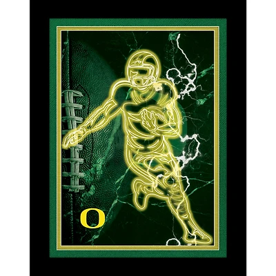 Black Oregon Ducks 12'' x 16'' Framed Neon Player Print