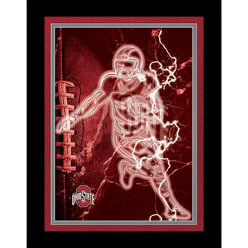 Black Ohio State Buckeyes 12'' x 16'' Framed Neon Player Print