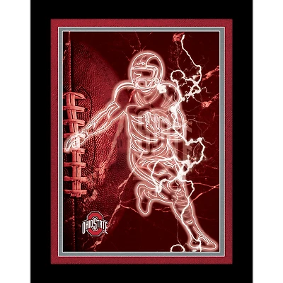 Black Ohio State Buckeyes 12'' x 16'' Framed Neon Player Print