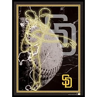 Black San Diego Padres 12'' x 16'' Framed Neon Player Print