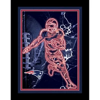 Black New England Patriots 12'' x 16'' Framed Neon Player Print