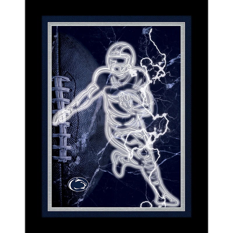Black Penn State Nittany Lions 12'' x 16'' Framed Neon Player Print
