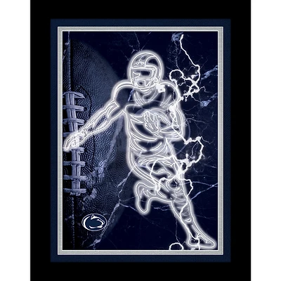 Black Penn State Nittany Lions 12'' x 16'' Framed Neon Player Print