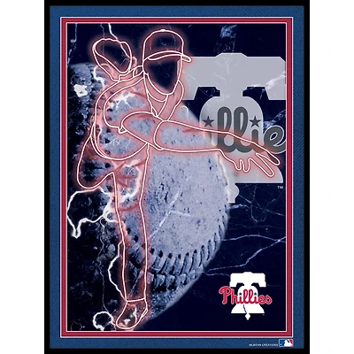Black Philadelphia Phillies 12'' x 16'' Framed Neon Player Print