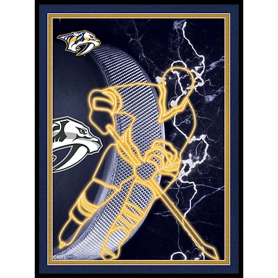 Black Nashville Predators 12'' x 16'' Framed Neon Player Print