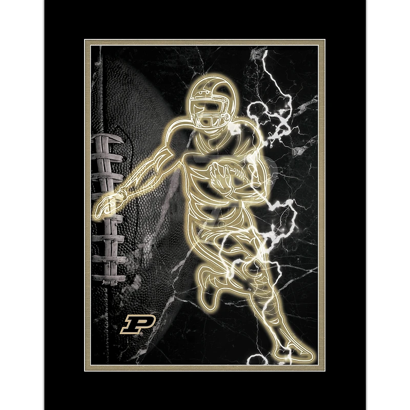 Black Purdue Boilermakers 12'' x 16'' Framed Neon Player Print