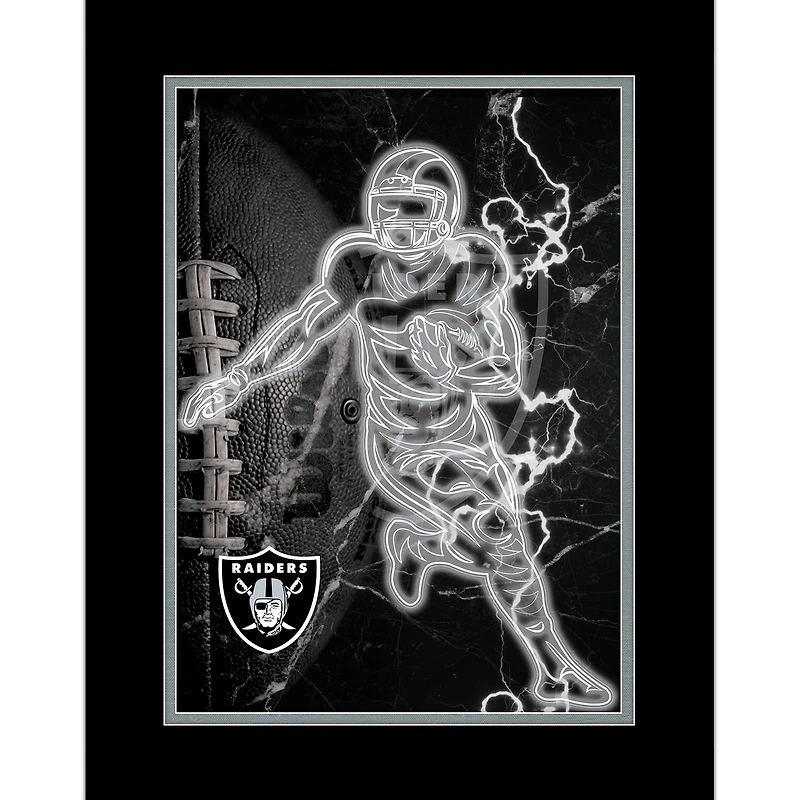 Black Las Vegas Raiders 12'' x 16'' Framed Neon Player Print