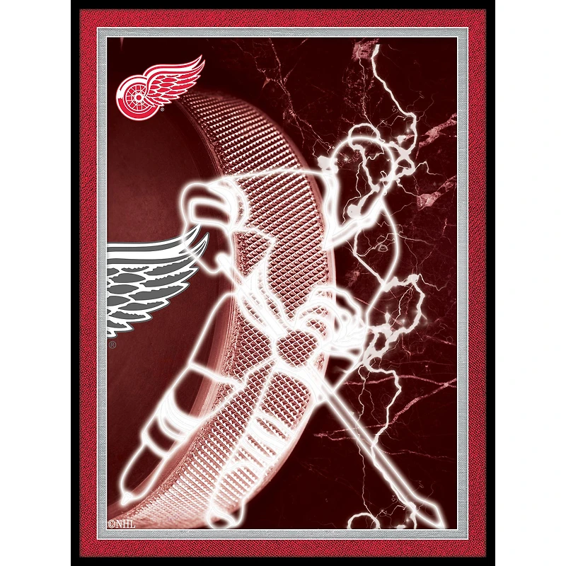 Black Detroit Red Wings 12'' x 16'' Framed Neon Player Print