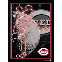 Black Cincinnati Reds 12'' x 16'' Framed Neon Player Print