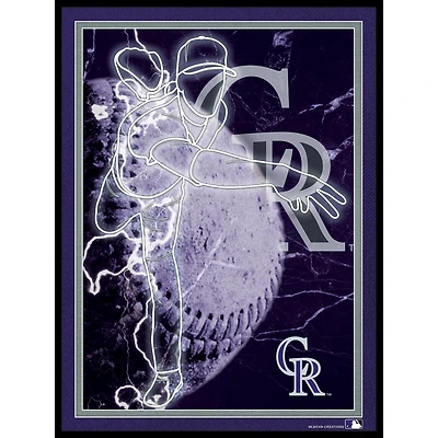 Black Colorado Rockies 12'' x 16'' Framed Neon Player Print