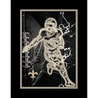 Black New Orleans Saints 12'' x 16'' Framed Neon Player Print