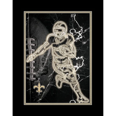 Black New Orleans Saints 12'' x 16'' Framed Neon Player Print