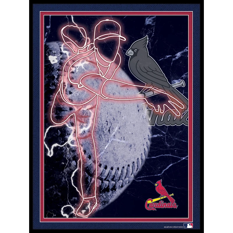 Black St. Louis Cardinals 12'' x 16'' Framed Neon Player Print