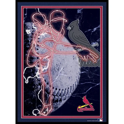 Black St. Louis Cardinals 12'' x 16'' Framed Neon Player Print