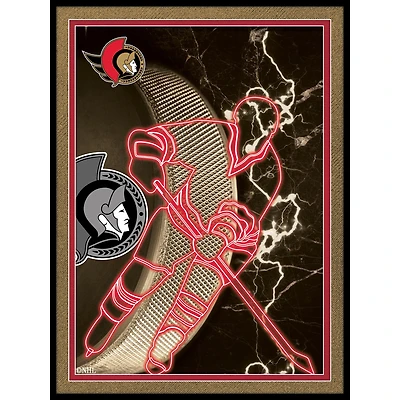 Black Ottawa Senators 12'' x 16'' Framed Neon Player Print