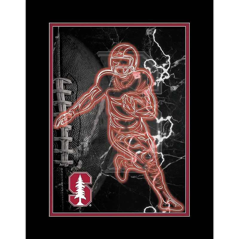 Black Stanford Cardinal 12'' x 16'' Framed Neon Player Print