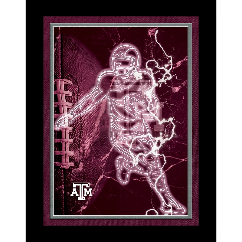 Black Texas A&M Aggies 12'' x 16'' Framed Neon Player Print