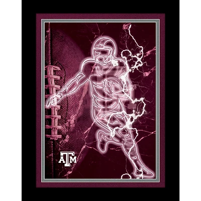 Black Texas A&M Aggies 12'' x 16'' Framed Neon Player Print