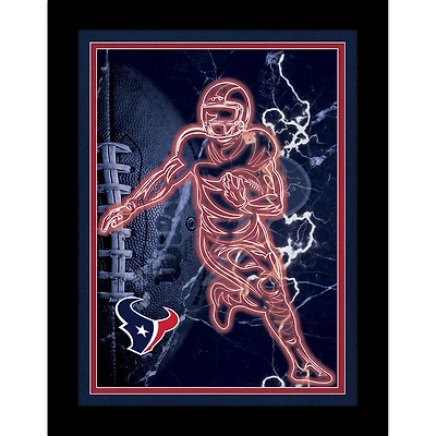 Black Houston Texans 12'' x 16'' Framed Neon Player Print