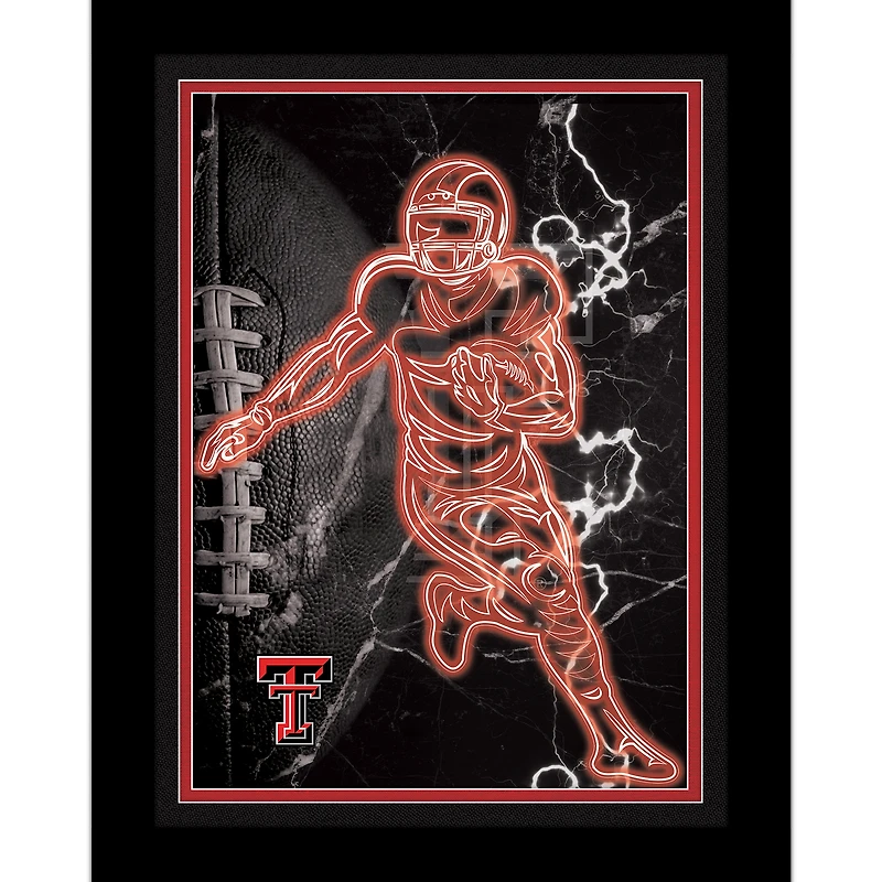 Black Texas Tech Red Raiders 12'' x 16'' Framed Neon Player Print