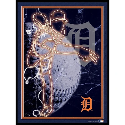 Black Detroit Tigers 12'' x 16'' Framed Neon Player Print