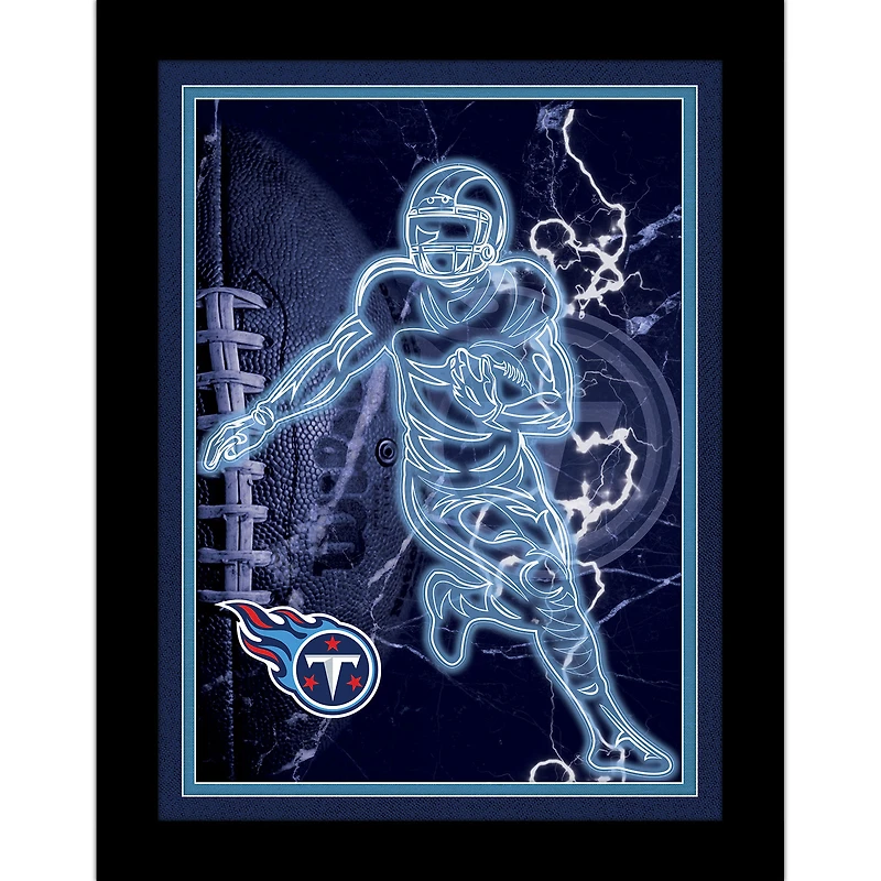 Black Tennessee Titans 12'' x 16'' Framed Neon Player Print