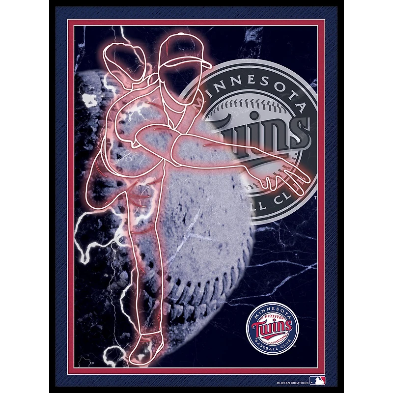 Black Minnesota Twins 12'' x 16'' Framed Neon Player Print