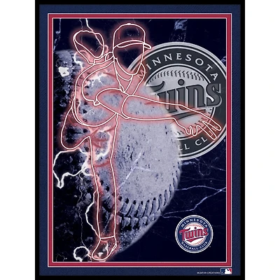 Black Minnesota Twins 12'' x 16'' Framed Neon Player Print
