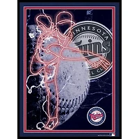 Black Minnesota Twins 12'' x 16'' Framed Neon Player Print