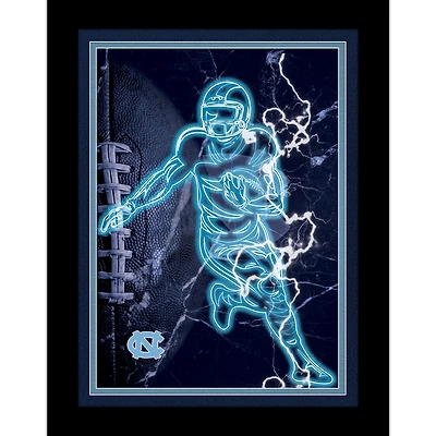Black North Carolina Tar Heels 12'' x 16'' Framed Neon Player Print