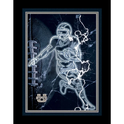 Black Utah State Aggies 12'' x 16'' Framed Neon Player Print