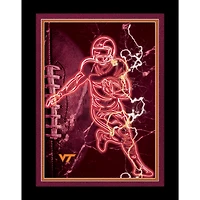 Black Virginia Tech Hokies 12'' x 16'' Framed Neon Player Print