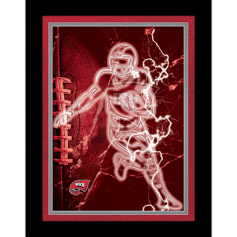 Black Western Kentucky Hilltoppers 12'' x 16'' Framed Neon Player Print