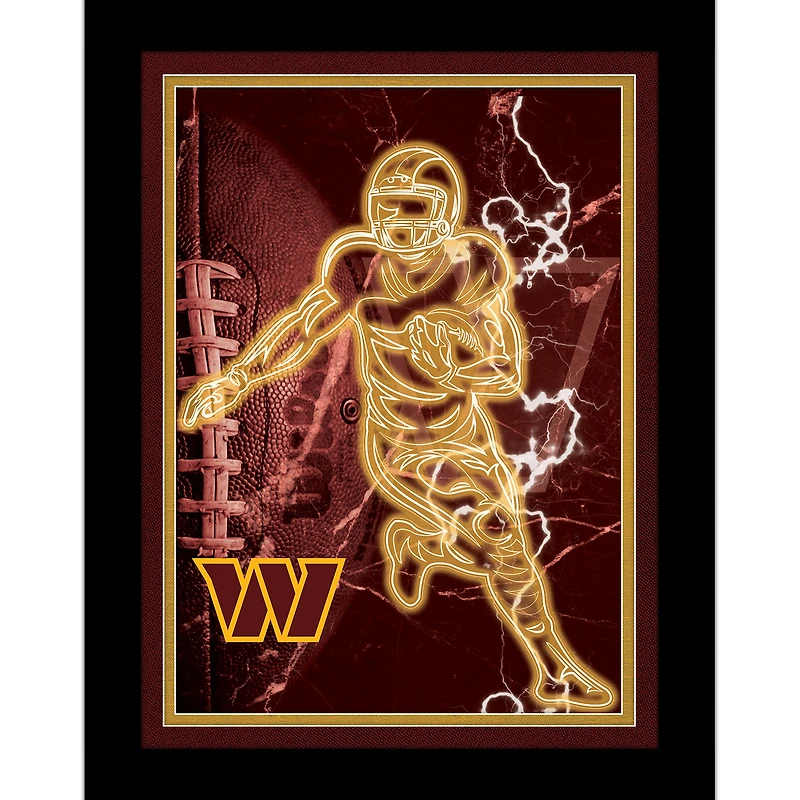Black Washington Commanders 12'' x 16'' Framed Neon Player Print