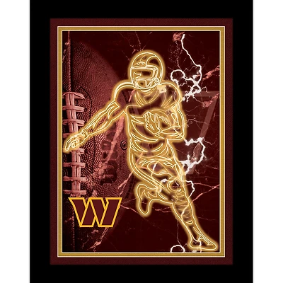 Black Washington Commanders 12'' x 16'' Framed Neon Player Print