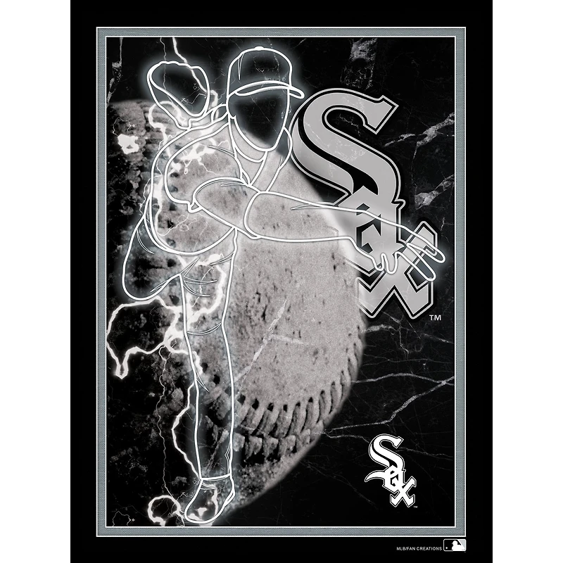 Black Chicago White Sox 12'' x 16'' Framed Neon Player Print