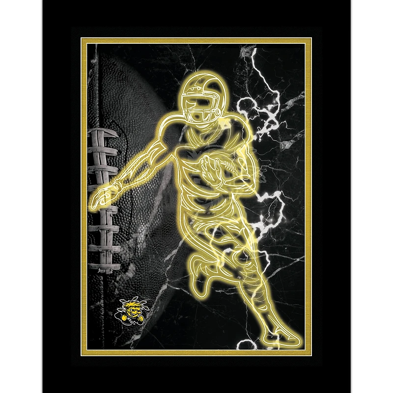 Black Wichita State Shockers 12'' x 16'' Framed Neon Player Print