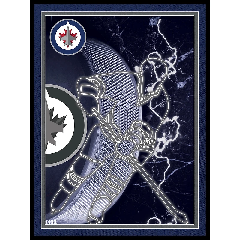 Black Winnipeg Jets 12'' x 16'' Framed Neon Player Print