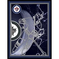 Black Winnipeg Jets 12'' x 16'' Framed Neon Player Print