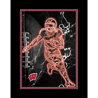 Black Wisconsin Badgers 12'' x 16'' Framed Neon Player Print