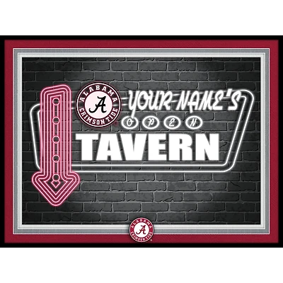 Black Alabama Crimson Tide 12'' x 16'' Personalized Framed Neon Tavern Print