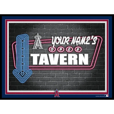 Black Los Angeles Angels 12'' x 16'' Personalized Framed Neon Tavern Print