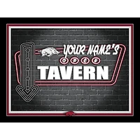 Black Arkansas Razorbacks 12'' x 16'' Personalized Framed Neon Tavern Print