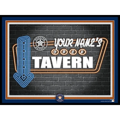 Black Houston Astros 12'' x 16'' Personalized Framed Neon Tavern Print